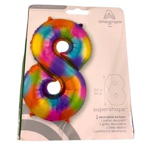 Multicolored Anagram Number 8 Ballon - 34 inches tall